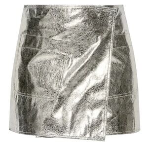 Rag & Bone Kyla metallic cracked mini wrap skirt